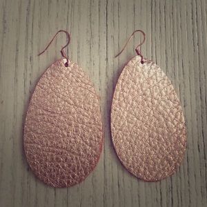 Rose Gold Leather Earrings